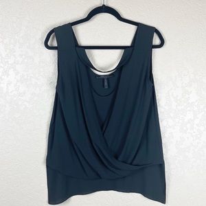 BCBG MaxAzria black faux wrap tank top